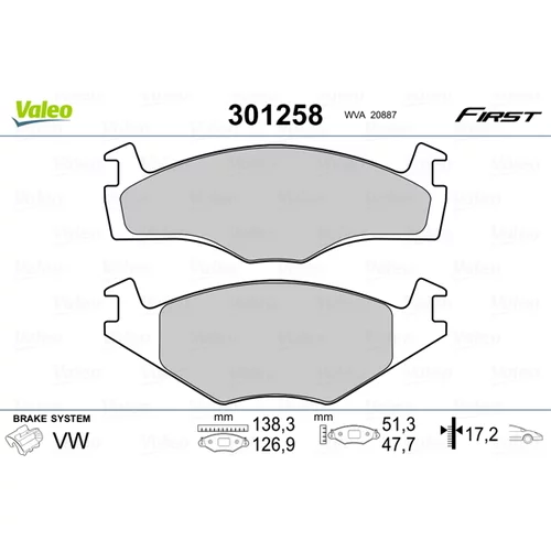 Sada brzdových platničiek kotúčovej brzdy VALEO 301258