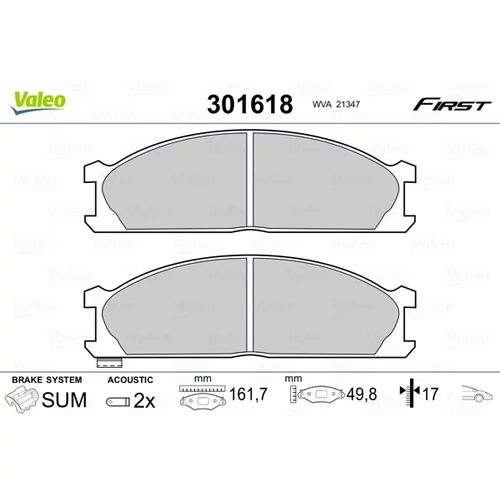 Sada brzdových platničiek kotúčovej brzdy VALEO 301618