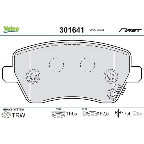 Sada brzdových platničiek kotúčovej brzdy VALEO 301641