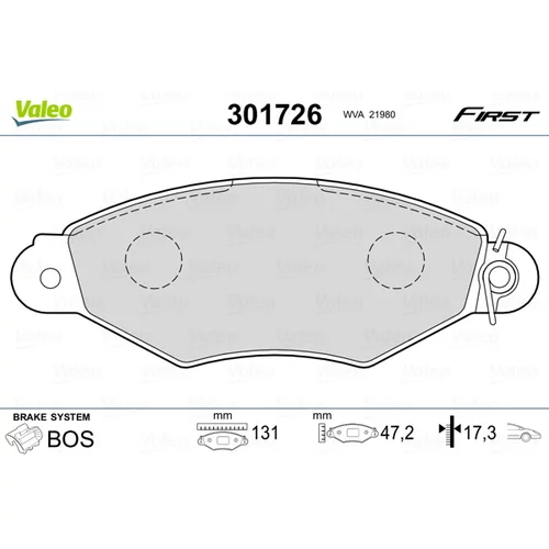 Sada brzdových platničiek kotúčovej brzdy VALEO 301726