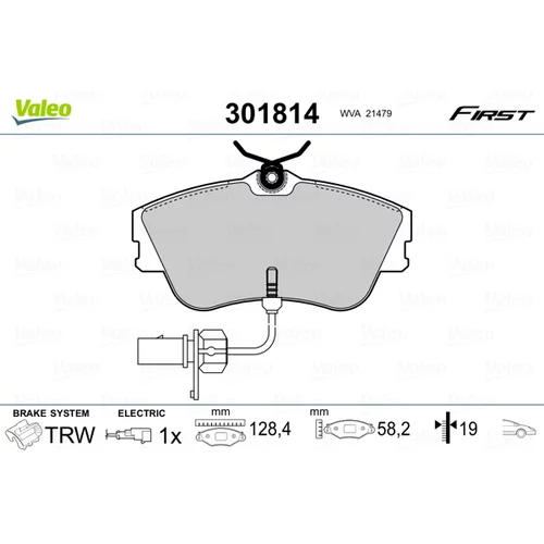 Sada brzdových platničiek kotúčovej brzdy VALEO 301814