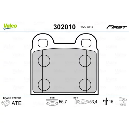 Sada brzdových platničiek kotúčovej brzdy VALEO 302010