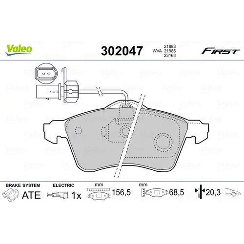 Sada brzdových platničiek kotúčovej brzdy VALEO 302047