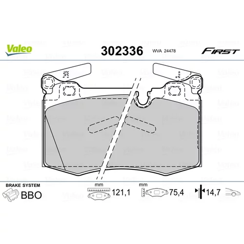 Sada brzdových platničiek kotúčovej brzdy 302336 /VALEO/