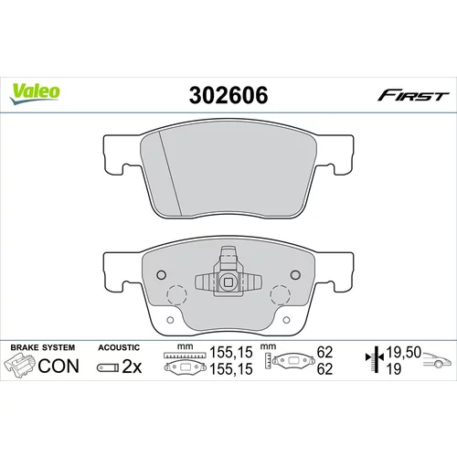 Sada brzdových platničiek kotúčovej brzdy VALEO 302606