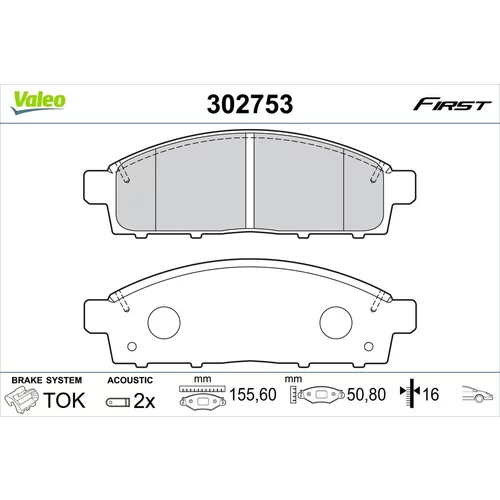 Sada brzdových platničiek kotúčovej brzdy VALEO 302753