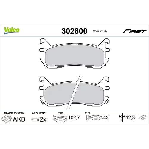 Sada brzdových platničiek kotúčovej brzdy VALEO 302800