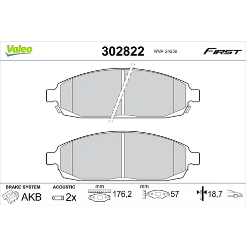 Sada brzdových platničiek kotúčovej brzdy VALEO 302822