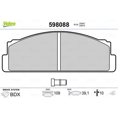 Sada brzdových platničiek kotúčovej brzdy 598088 /VALEO/