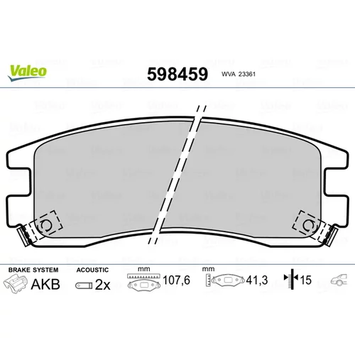 Sada brzdových platničiek kotúčovej brzdy VALEO 598459