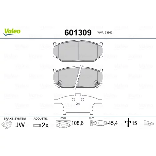 Sada brzdových platničiek kotúčovej brzdy VALEO 601309