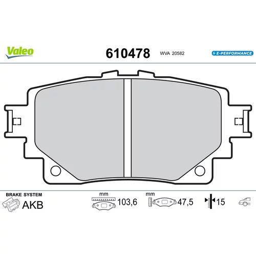 Sada brzdových platničiek kotúčovej brzdy VALEO 610478