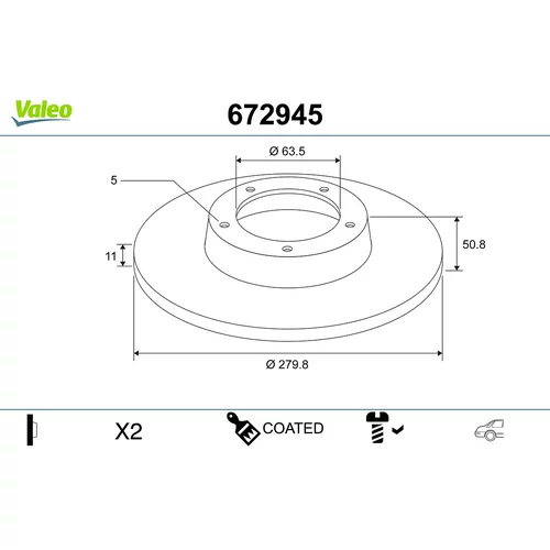 Brzdový kotúč VALEO 672945