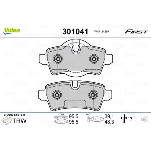 Sada brzdových platničiek kotúčovej brzdy 301041 /VALEO/