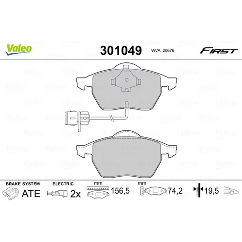 Sada brzdových platničiek kotúčovej brzdy VALEO 301049