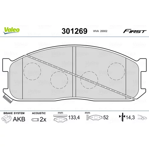 Sada brzdových platničiek kotúčovej brzdy VALEO 301269