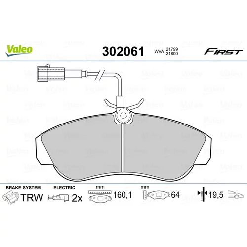 Sada brzdových platničiek kotúčovej brzdy VALEO 302061