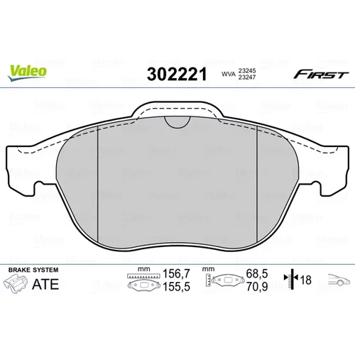 Sada brzdových platničiek kotúčovej brzdy VALEO 302221