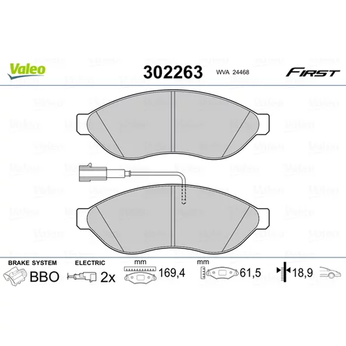 Sada brzdových platničiek kotúčovej brzdy VALEO 302263