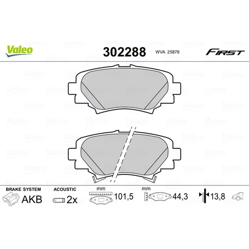 Sada brzdových platničiek kotúčovej brzdy VALEO 302288