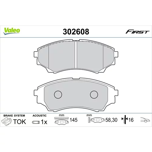 Sada brzdových platničiek kotúčovej brzdy VALEO 302608