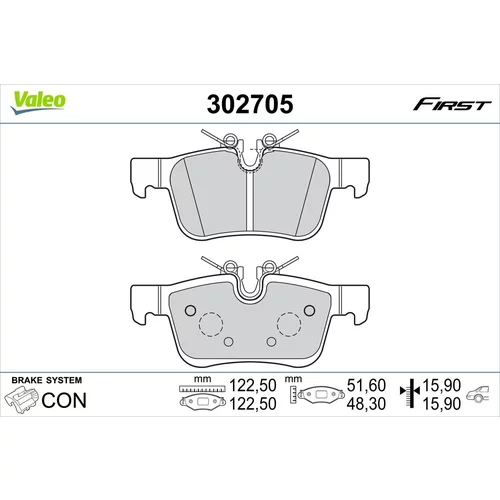 Sada brzdových platničiek kotúčovej brzdy VALEO 302705