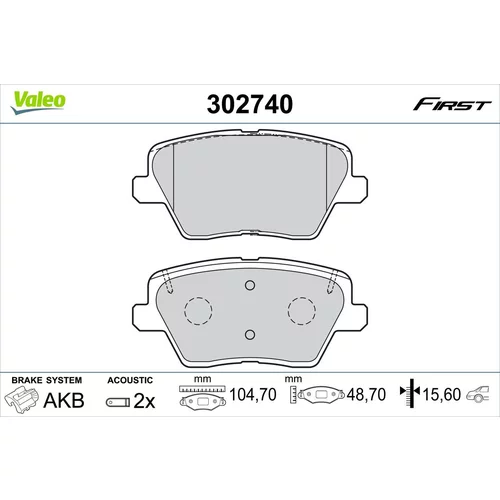 Sada brzdových platničiek kotúčovej brzdy VALEO 302740