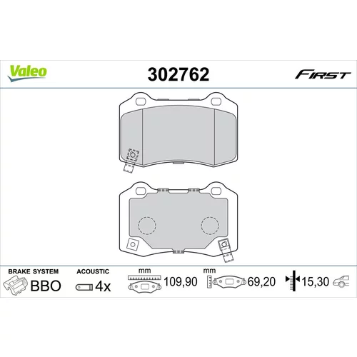 Sada brzdových platničiek kotúčovej brzdy VALEO 302762