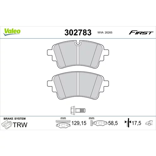 Sada brzdových platničiek kotúčovej brzdy VALEO 302783