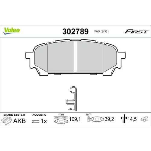 Sada brzdových platničiek kotúčovej brzdy VALEO 302789