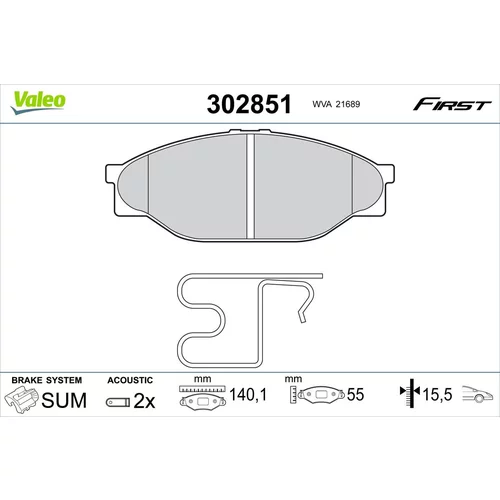 Sada brzdových platničiek kotúčovej brzdy VALEO 302851