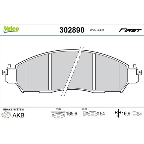 Sada brzdových platničiek kotúčovej brzdy VALEO 302890