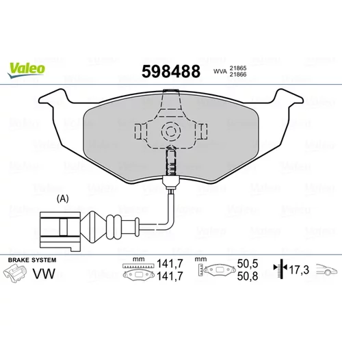 Sada brzdových platničiek kotúčovej brzdy VALEO 598488