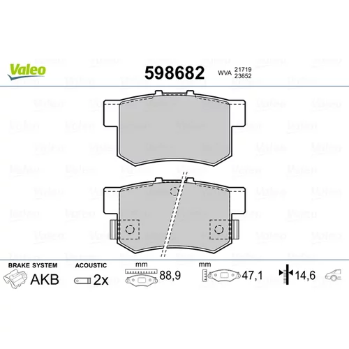 Sada brzdových platničiek kotúčovej brzdy VALEO 598682