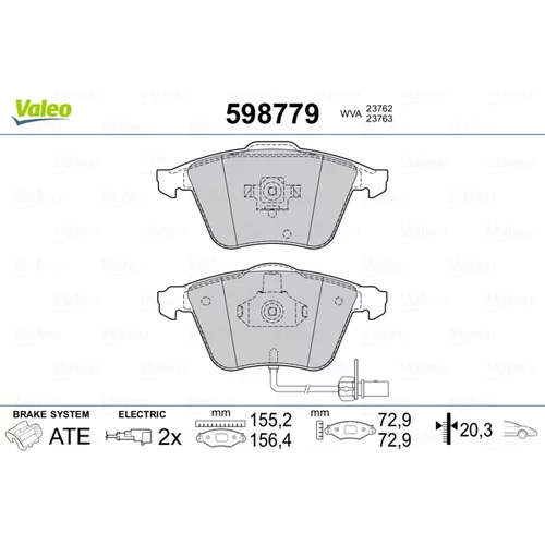 Sada brzdových platničiek kotúčovej brzdy VALEO 598779