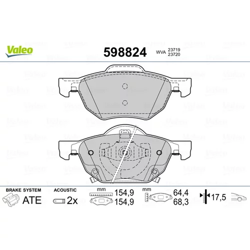 Sada brzdových platničiek kotúčovej brzdy VALEO 598824