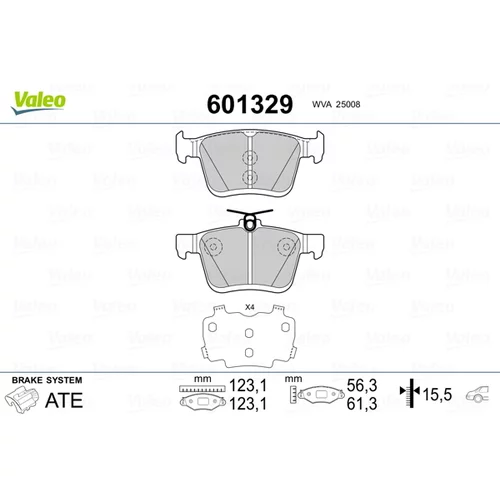 Sada brzdových platničiek kotúčovej brzdy VALEO 601329