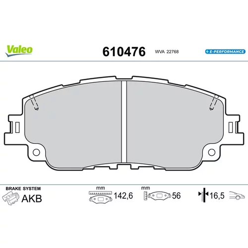 Sada brzdových platničiek kotúčovej brzdy VALEO 610476