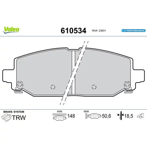 Sada brzdových platničiek kotúčovej brzdy VALEO 610534