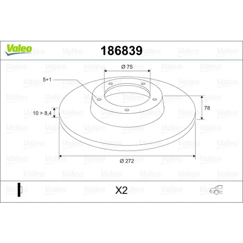 Brzdový kotúč VALEO 186839