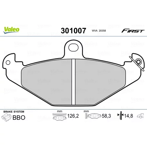 Sada brzdových platničiek kotúčovej brzdy VALEO 301007