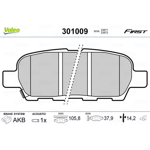 Sada brzdových platničiek kotúčovej brzdy VALEO 301009