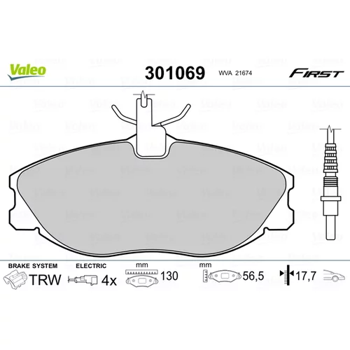 Sada brzdových platničiek kotúčovej brzdy VALEO 301069