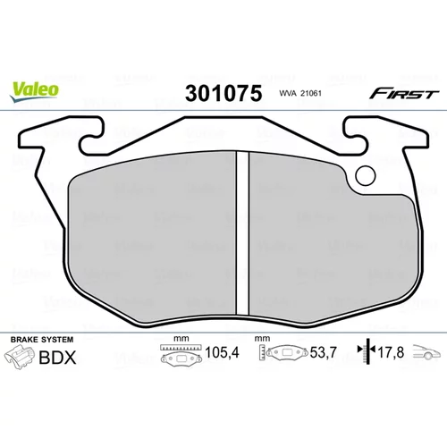 Sada brzdových platničiek kotúčovej brzdy VALEO 301075