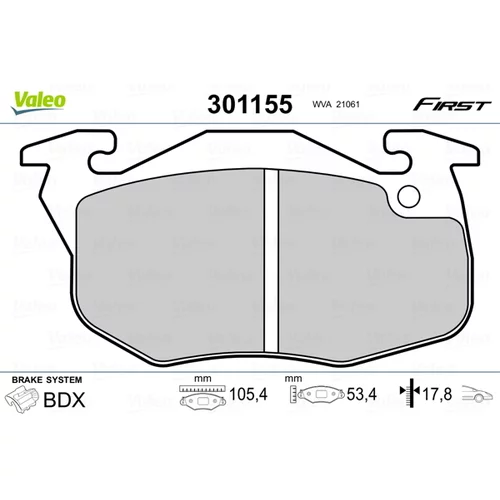 Sada brzdových platničiek kotúčovej brzdy VALEO 301155