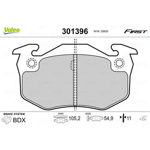 Sada brzdových platničiek kotúčovej brzdy VALEO 301396