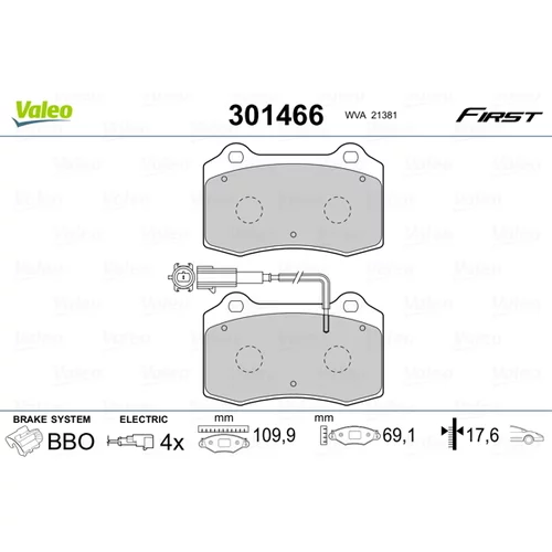 Sada brzdových platničiek kotúčovej brzdy VALEO 301466