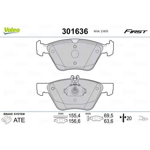 Sada brzdových platničiek kotúčovej brzdy 301636 /VALEO/