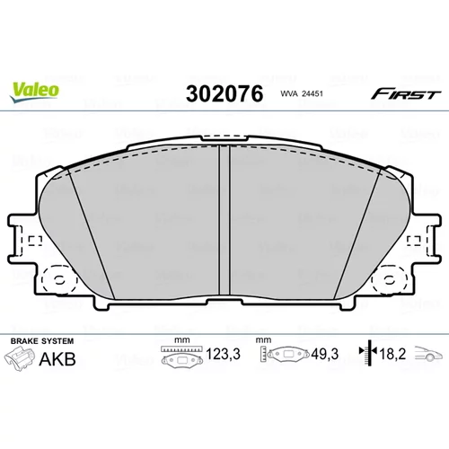 Sada brzdových platničiek kotúčovej brzdy VALEO 302076