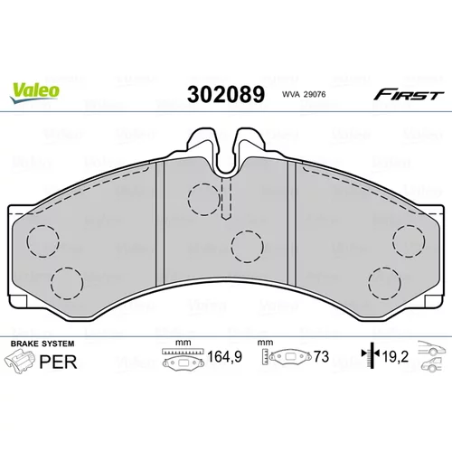 Sada brzdových platničiek kotúčovej brzdy VALEO 302089